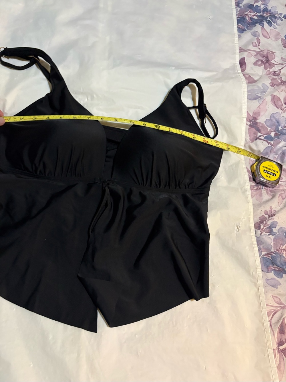 Bar III Black Swim Tankini Top with Tie Detail - Picture 7 of 16